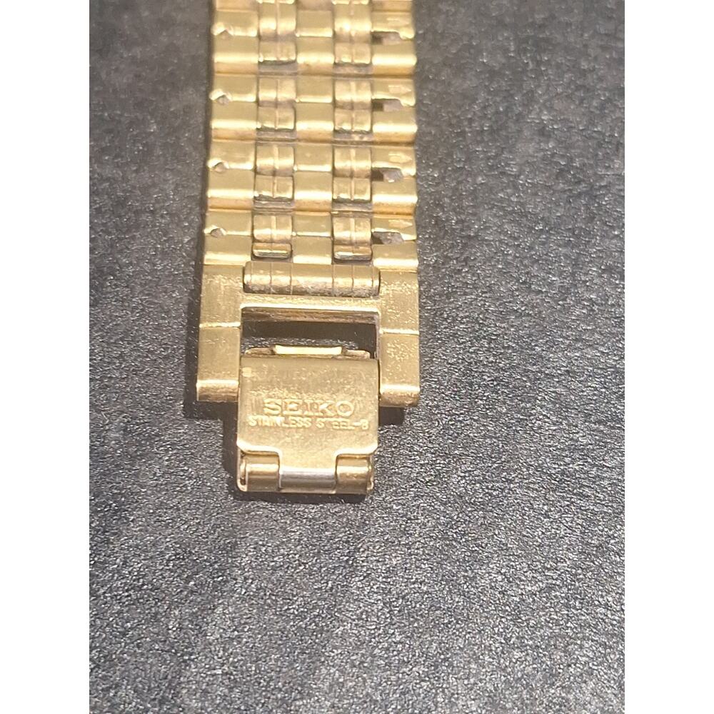 Seiko V701-2B60 Quartz Dress Watch Linen Look Dial Gold Tone Original Bracelet - Picture 10 of 10